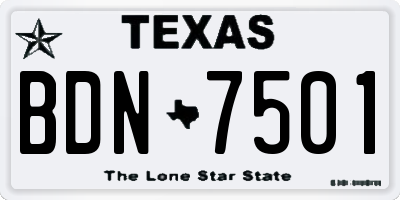 TX license plate BDN7501