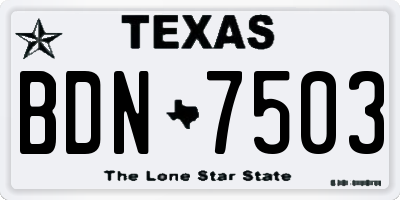 TX license plate BDN7503