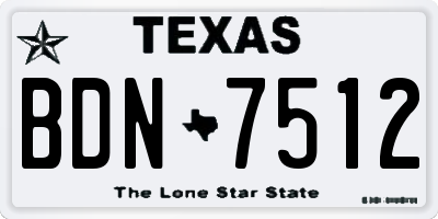 TX license plate BDN7512