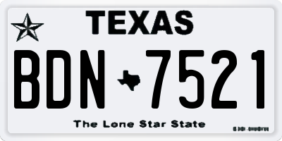 TX license plate BDN7521