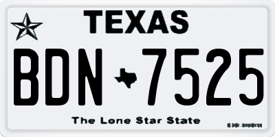 TX license plate BDN7525
