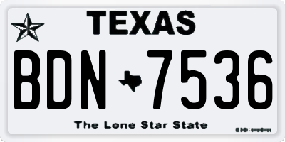 TX license plate BDN7536