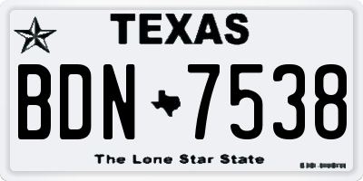 TX license plate BDN7538