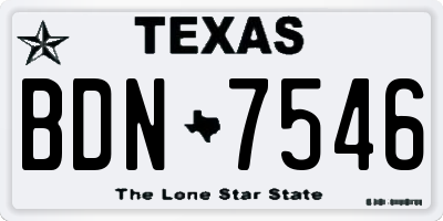TX license plate BDN7546