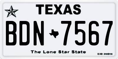 TX license plate BDN7567