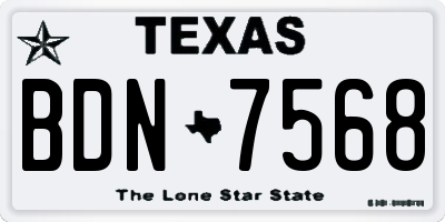 TX license plate BDN7568