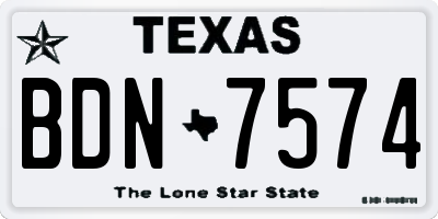 TX license plate BDN7574
