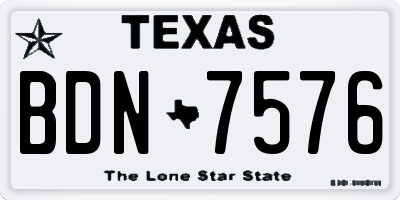 TX license plate BDN7576