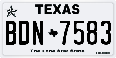 TX license plate BDN7583