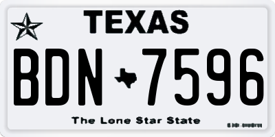 TX license plate BDN7596