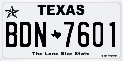 TX license plate BDN7601