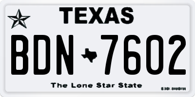 TX license plate BDN7602