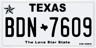 TX license plate BDN7609