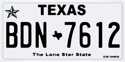TX license plate BDN7612