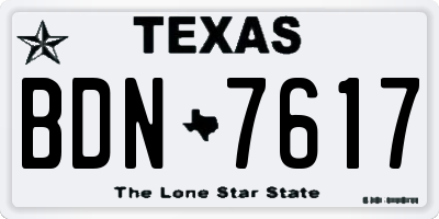 TX license plate BDN7617