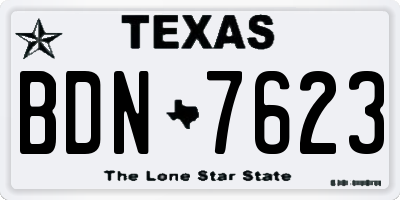 TX license plate BDN7623