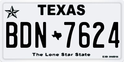TX license plate BDN7624