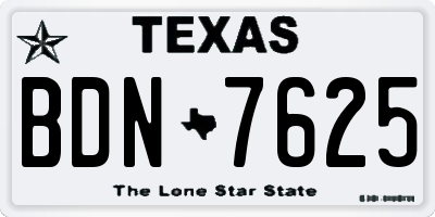 TX license plate BDN7625
