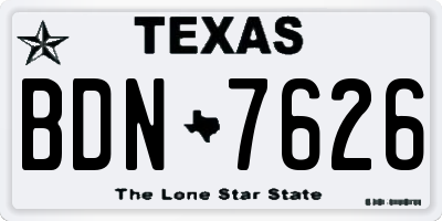 TX license plate BDN7626