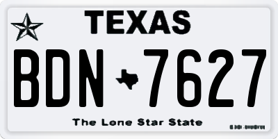 TX license plate BDN7627