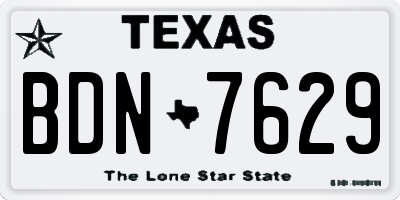 TX license plate BDN7629