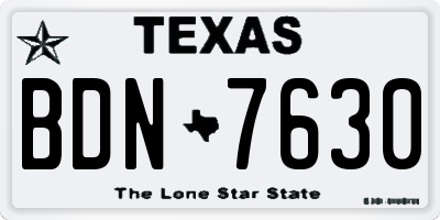 TX license plate BDN7630