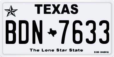TX license plate BDN7633
