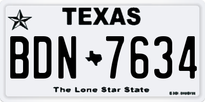 TX license plate BDN7634