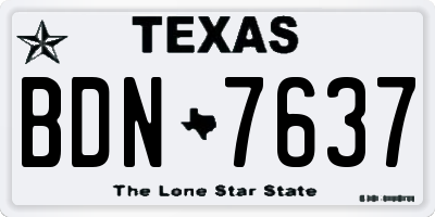 TX license plate BDN7637