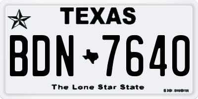 TX license plate BDN7640