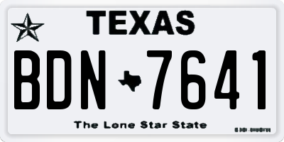 TX license plate BDN7641