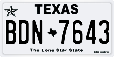 TX license plate BDN7643