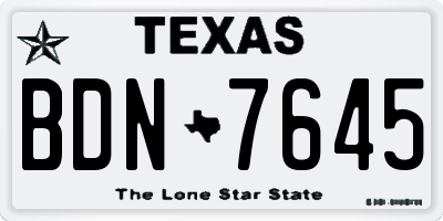 TX license plate BDN7645
