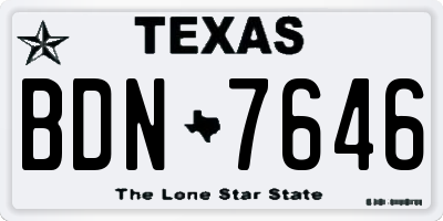 TX license plate BDN7646