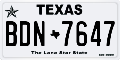 TX license plate BDN7647
