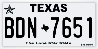 TX license plate BDN7651