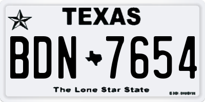 TX license plate BDN7654