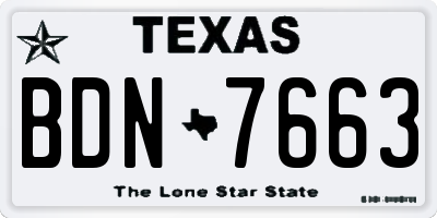 TX license plate BDN7663