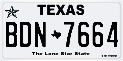 TX license plate BDN7664