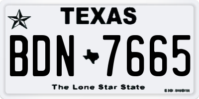 TX license plate BDN7665