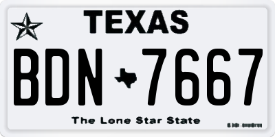 TX license plate BDN7667