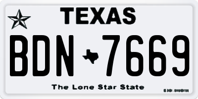 TX license plate BDN7669