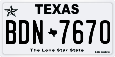 TX license plate BDN7670