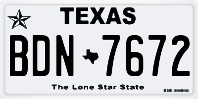TX license plate BDN7672