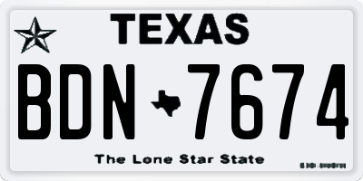 TX license plate BDN7674