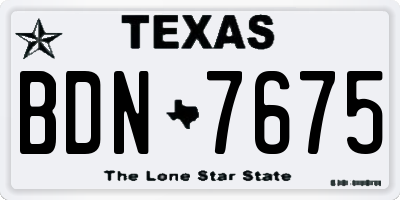 TX license plate BDN7675