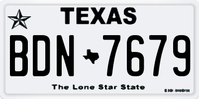 TX license plate BDN7679