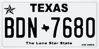 TX license plate BDN7680