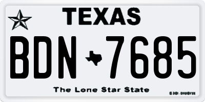 TX license plate BDN7685