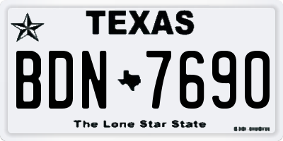 TX license plate BDN7690